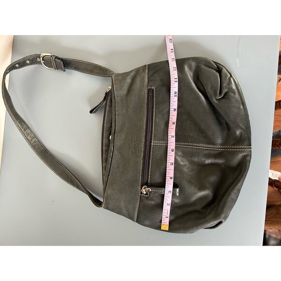 Stone Mountain womens leather shoulder bag purse dark turqoise green - Picture 9 of 10